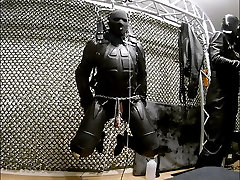 Suspended Biker gagged in my thick rubber helmet