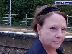 Milf station platform walk toying herself to orgasm