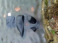 Suede boots in water