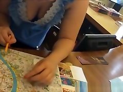 Tourism worker big boobs cleavage