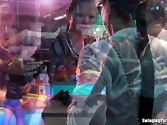 Sexy party chicks fucking in club orgy