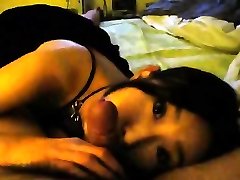 Hot Asian slut sucking a small cock