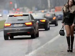 Hooker in fox fur jacket &amp; high heels boots