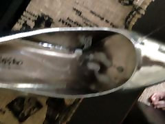 Cumming on Cumslut Barbies Silver Heels