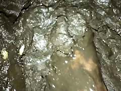 Walking around barefoot in the mud