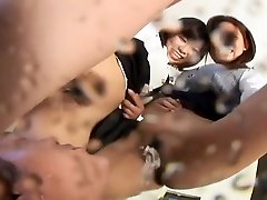 2 Japanese girls facestting a man and he teen readed it!
