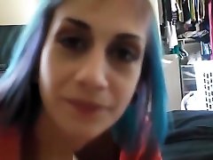 Emo brother and sister caught porn with blue hair POV blowjob and sex