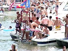 Horny shameless bikini bitches twerk their butts during outdoor party