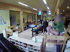 HUNT4K. Shy teen copulates with man in bar while boyfriend..