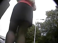 Blonde Is Filmed On Spy Cam Giving A Great View Of Her Crot