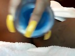 Ebony wet pussy fucks toy