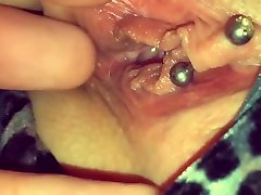Playing with my girls hot pierced pussy and clit