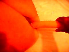 wife mastrubate with long dildo, cucumber, and carot