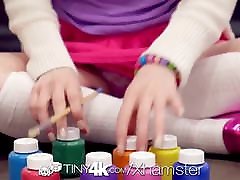 TINY4K Teen fucked after MESSY paint party