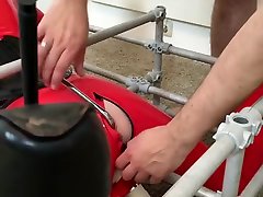 orgasm for babe in latex and globel hole boots