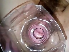 Creampie in Hairy Pussy Jerking Off into Funnel