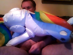 inflating huge unicorn toy