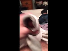 jerking off with dirty skater socks & big perky tits petite teen shot