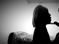 Gorgeous ebony old mane girl slurping on beautiful black cock