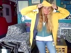 woman shows off her new yellow big tight cook fuck and long wellies