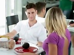 Mamma Bear Under The Table To Suck Brads Cock