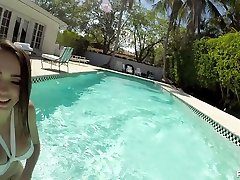 Naughty babe Ashly sex therapy movie is fucked by hot blooded boyfriend by the poolside