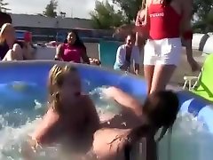 Lesbian busty te en anal orgy on the roof for frat girls
