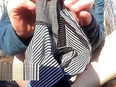Risky public masturbation on walking path