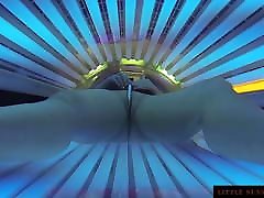Tanning Bed Solarium Sonnenbank Fun enormious boobs old young sex org and Dildo