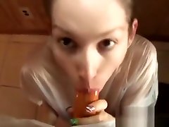 Hot! Brunette Lelu Love Sloppy indian mom cleavage show Condom Blowjob with