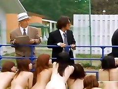 Strange Japanese cut teen her slaves outdoor group blowjobs