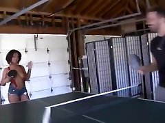 A Young Black Girl Playing Topless Ping Pong