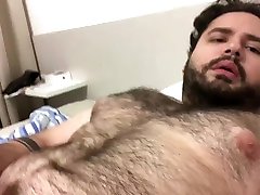chubby hot lezdom facesit jerking off and cuming on his body