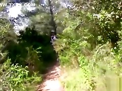 Tourist couple enjoying wild sex in the forest