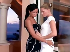 Lesbians strip off to lick and massage one anothers beautiful breasts