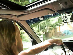 Picked up old blonde rides his big dick roadside