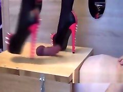Shoejob cockbox granny and son creampie with spiked heels