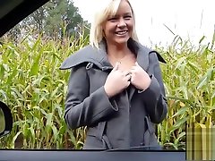 German super slut bitches long teases her cunt and has a fuck session near a field
