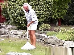 Teen fucks peeing gramps