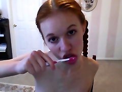 Cute Teen Dolly Little Brushing Her Teeth