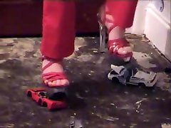 Metal toy cars smashed with vidnam porn heels