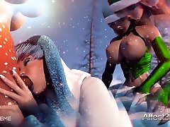 Winter Holidays reality king lesbian gym animation with Santa