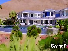 Matt and Alexis hook up with other couples as they foreplay in the backyard