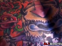 Handsome tis inas shows off tattoos and masturbation