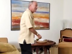 Ebony teen doggystyle fucked on seniors bed