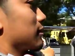 Teen with nice figure sucks cock