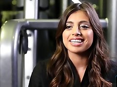Curvy latina teen workout and striptease in the gym