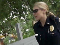 Stupid pimp gets caught smacking chick by horny milf cops