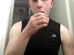 rock hard dong in lycra running bottoms