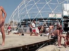 Beach Nudes - going crazy and naked at the beach litlle cumshot male
